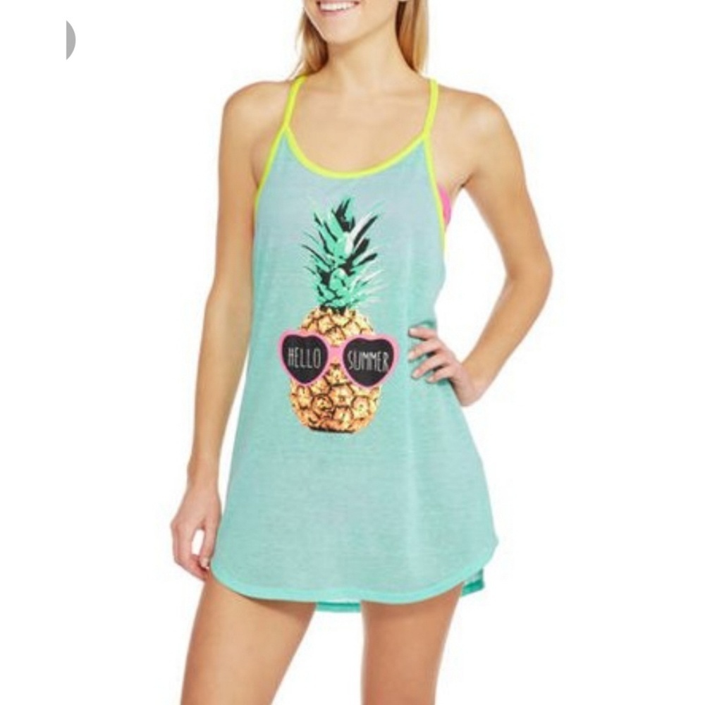OP graphic "pineapple/sunglasses" swim cover up.